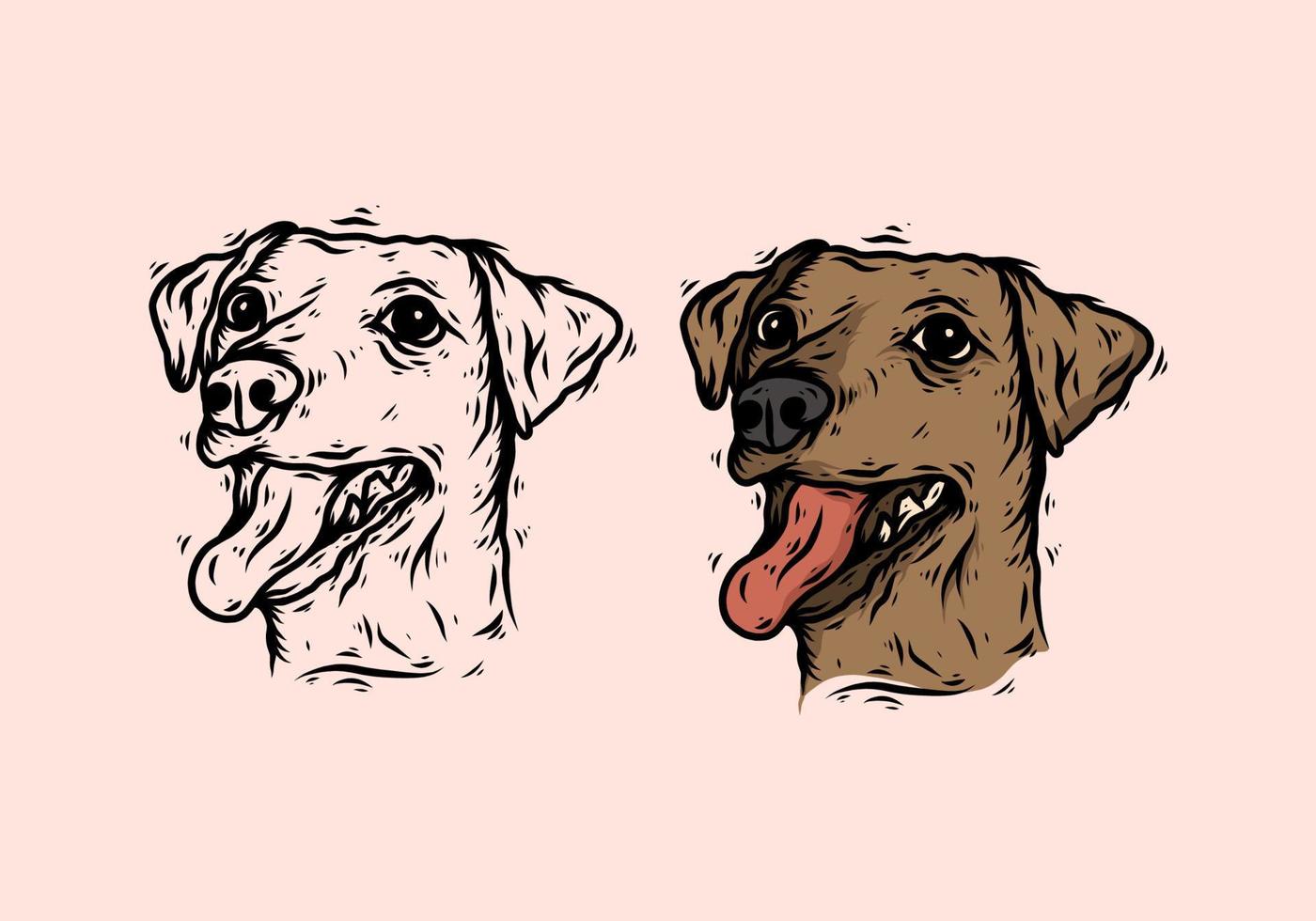 desenho de ilustração de cabeça de cachorro vintage vetor