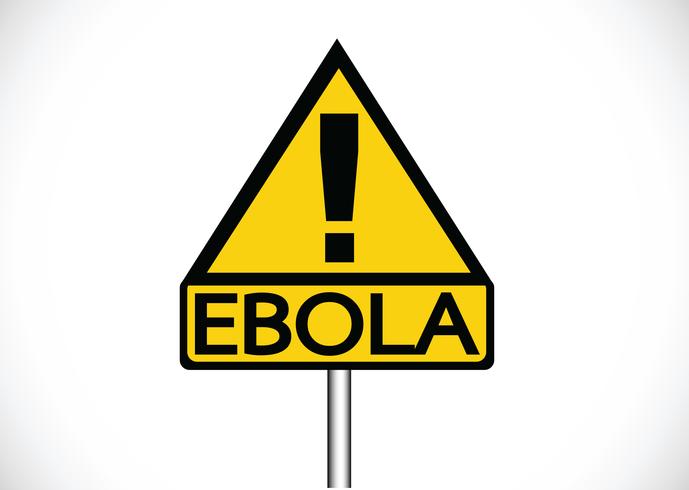 ponto de exclamação de aviso de estrada avisa sobre o conceito de vírus Ebola vetor