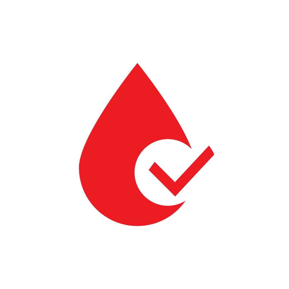 inspiração de design de logotipo de verificação de gota de molho de sangue vermelho vetor
