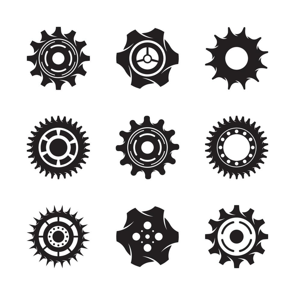 conjunto de vetores de ícone de engrenagem. coleção de sinais de ilustração de um relógio. símbolo de mecânica.