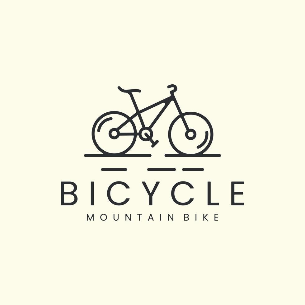 mountain bike com design de modelo de ícone de logotipo de estilo de arte de linha. bicicleta, downhill, ciclismo, ilustração vetorial vetor