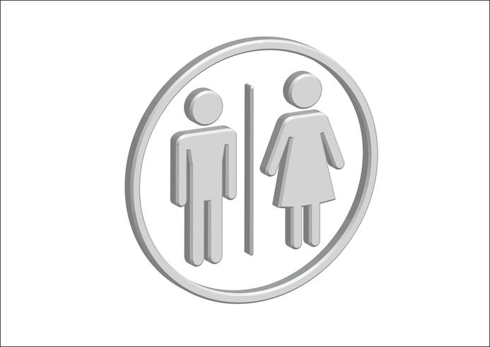 3D pictograma homem mulher ícones de sinal, sinal de banheiro ou ícone de banheiro vetor