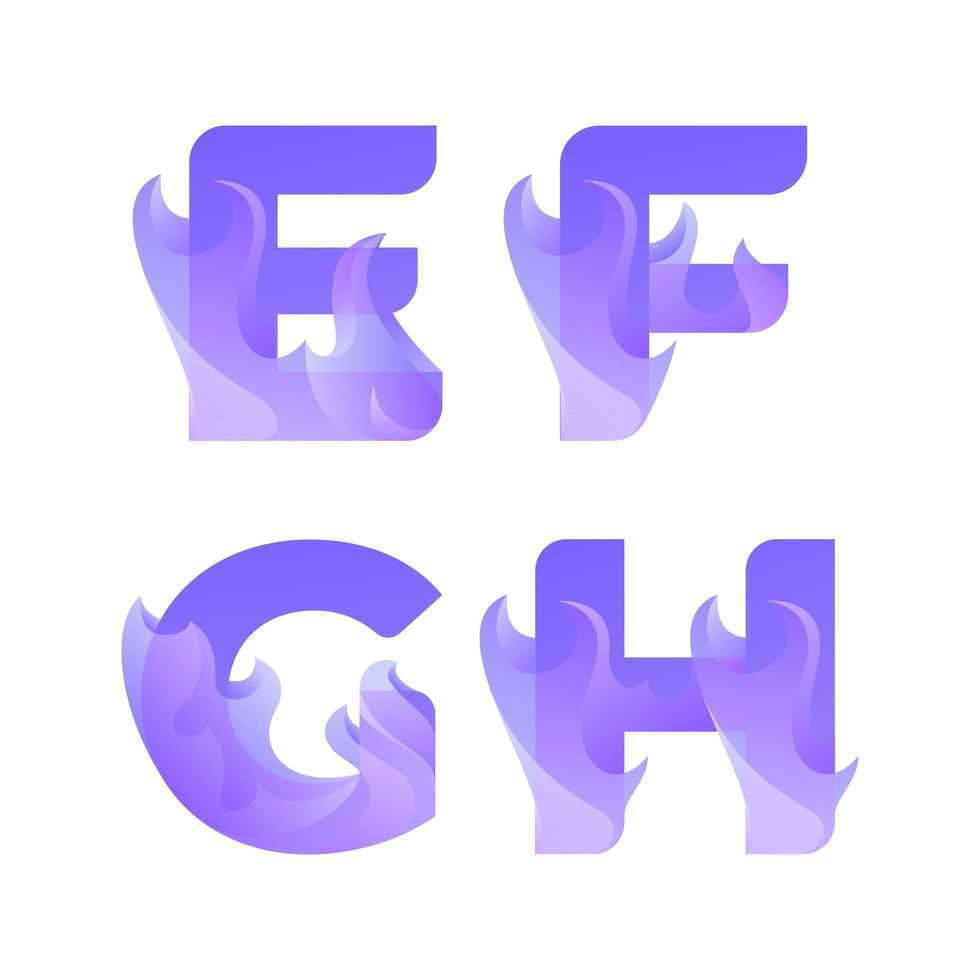 gradiente de logotipo de letras de chama efgh vetor
