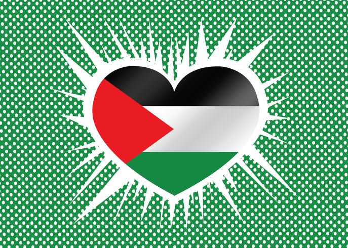 Coração e eu amo design de idéia de bandeira de faixa de Gaza vetor
