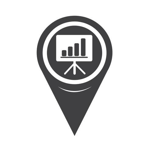 Ícone de placa de apresentação de ponteiro de mapa vetor