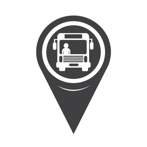 Ícone de ônibus de ponteiro de mapa vetor