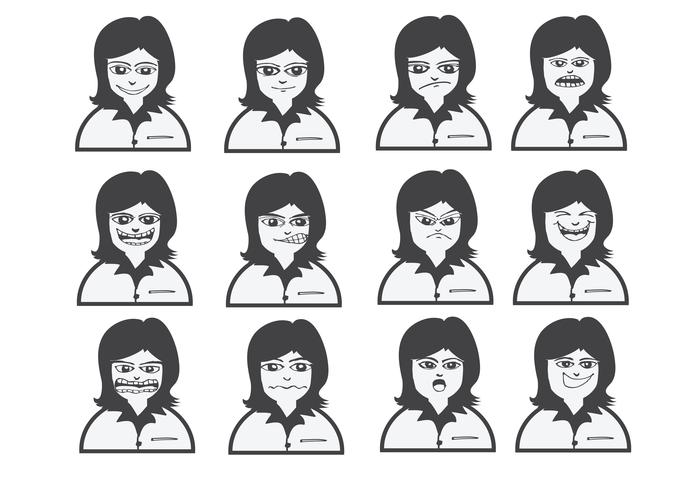 cartoon faces set drawing illustration vetor