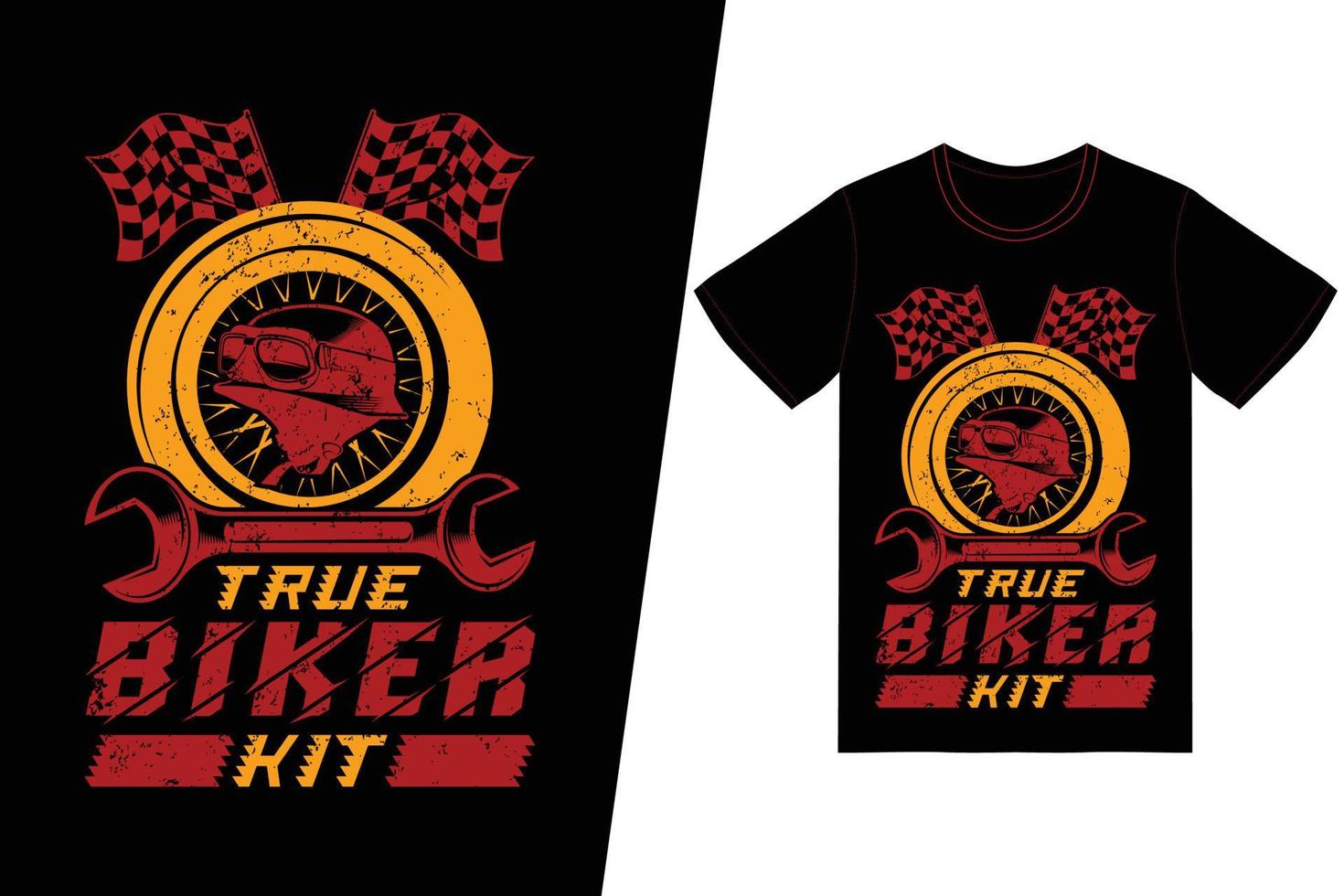 verdadeiro design de t-shirt do kit de motociclista. vetor de design de camiseta de motocicleta. para impressão de camisetas e outros usos.