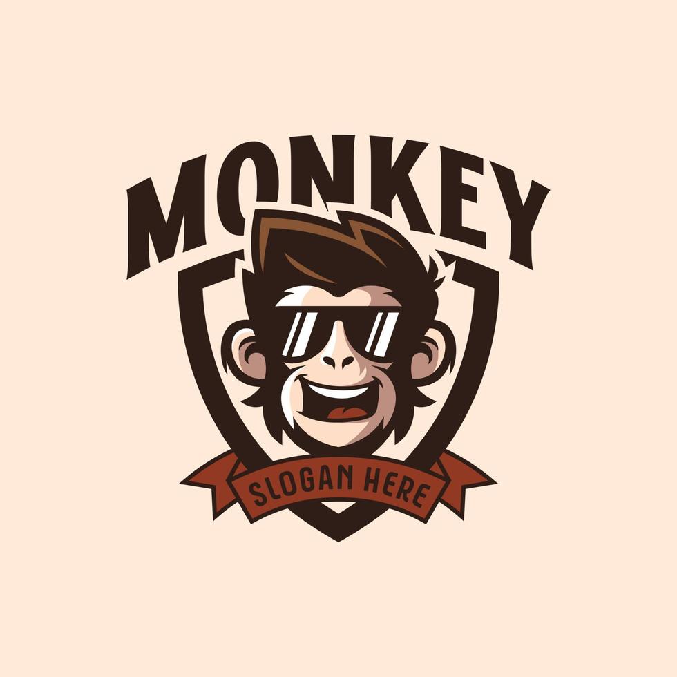 vetor de logotipo de mascote de macaco. ilustração em vetor animal. logotipo de macaco geek. design de logotipo de vetor de chimpanzé