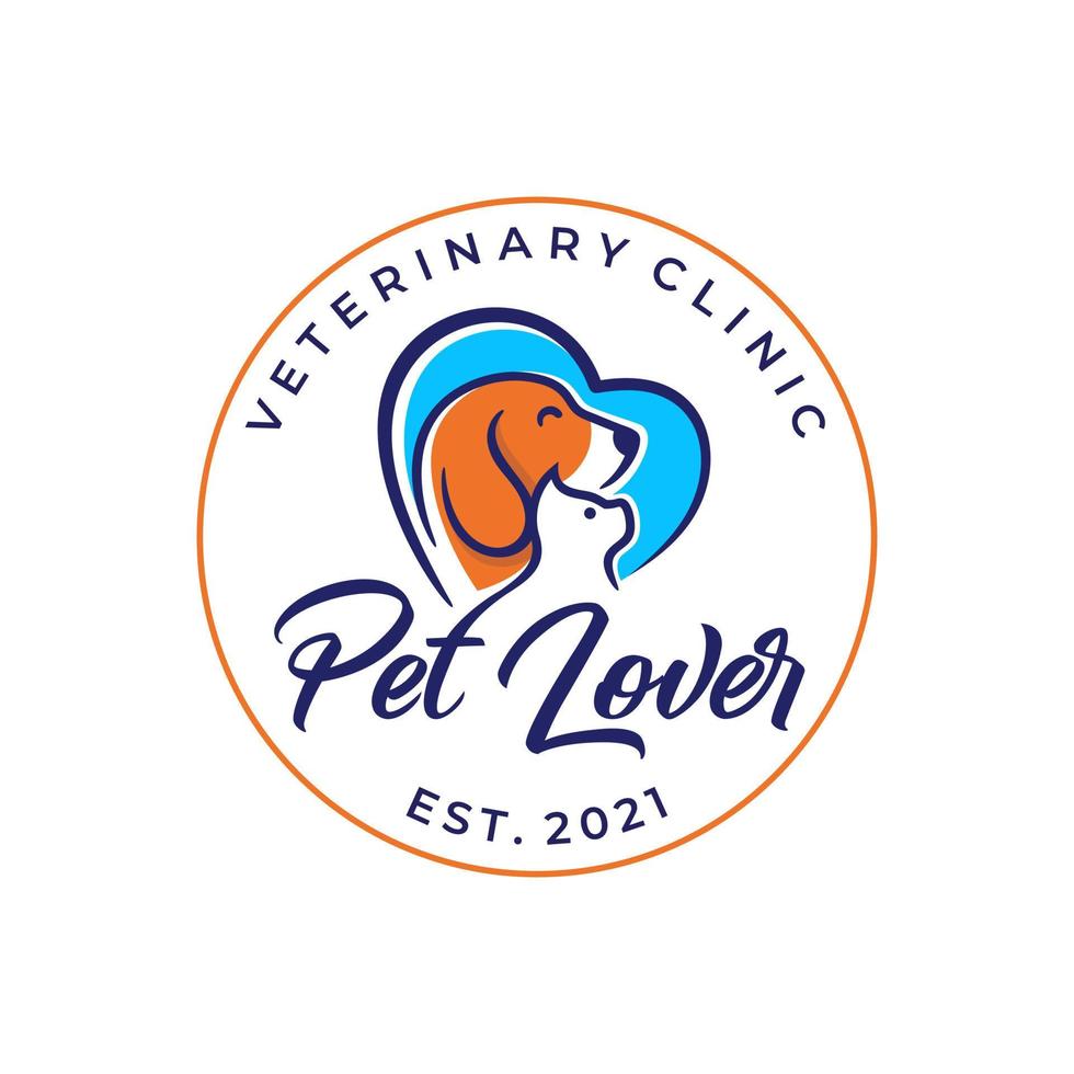 modelo e cartão de vetor de design de logotipo de animal de estimação