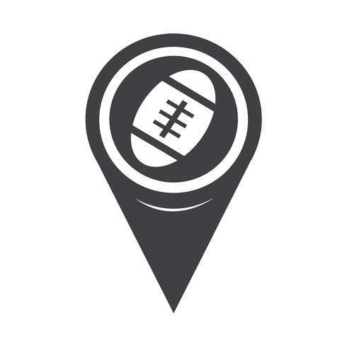 ícone de futebol americano de ponteiro de mapa vetor