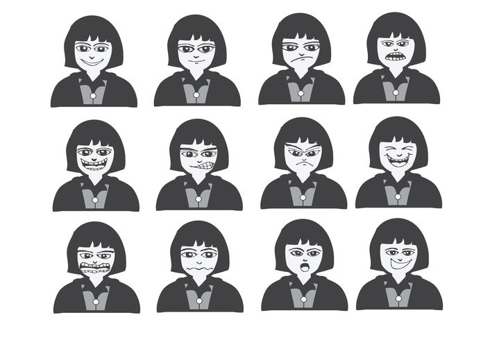 cartoon faces set drawing illustration vetor