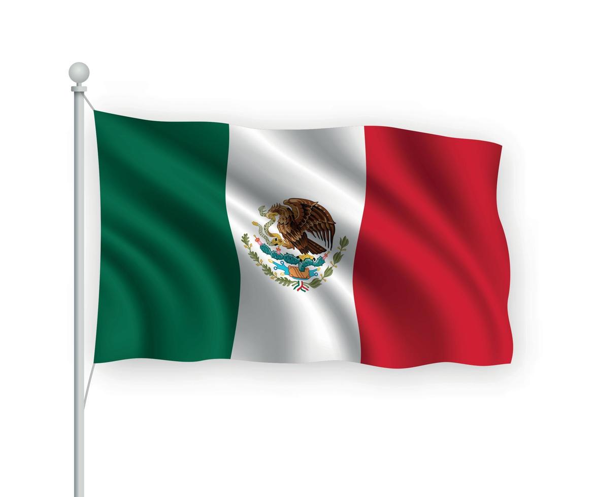 3D bandeira de ondulação México isolado no fundo branco. vetor