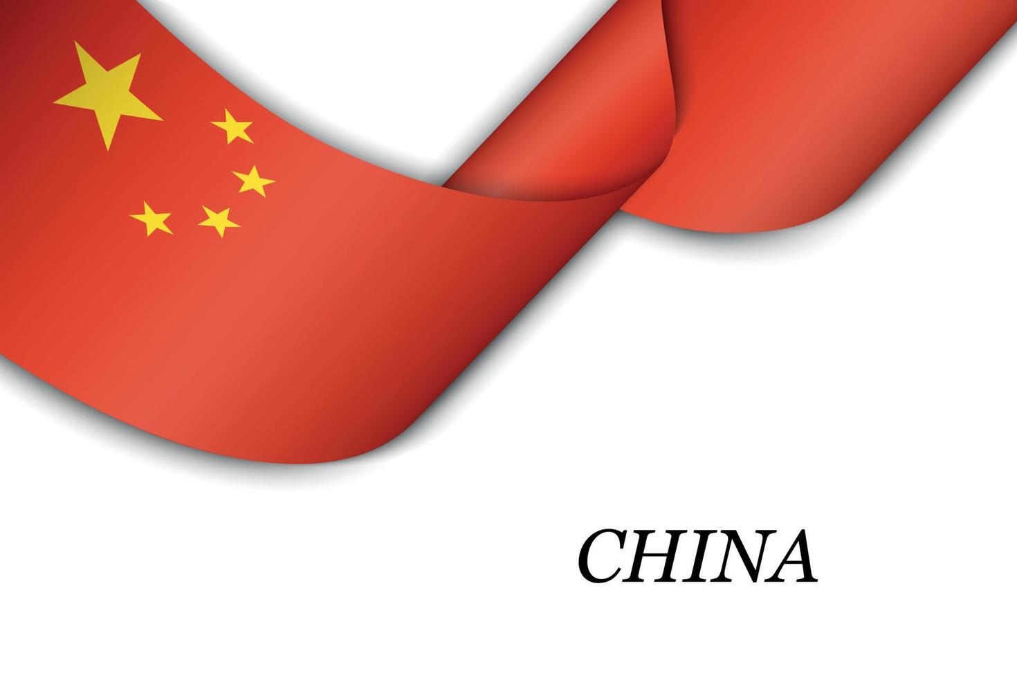 acenando a fita ou banner com bandeira da china vetor