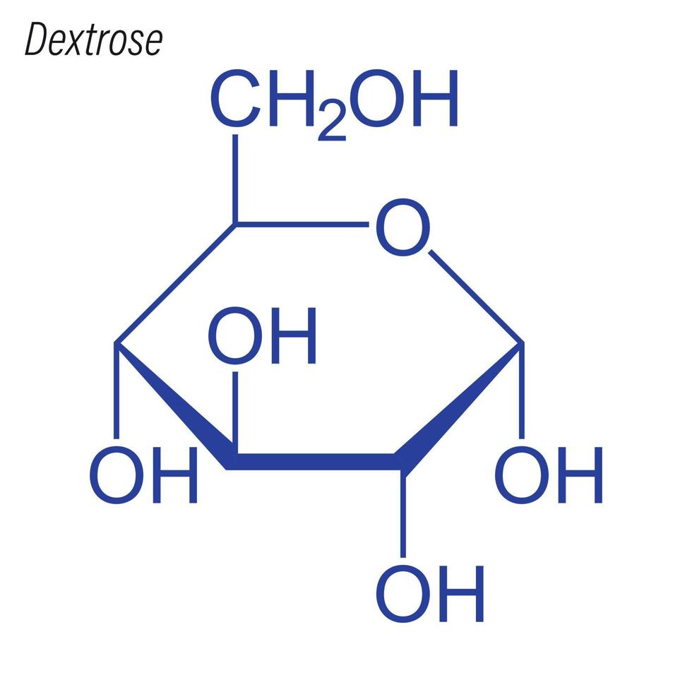 fórmula esquelética vetorial de dextrose. molécula química da droga. vetor