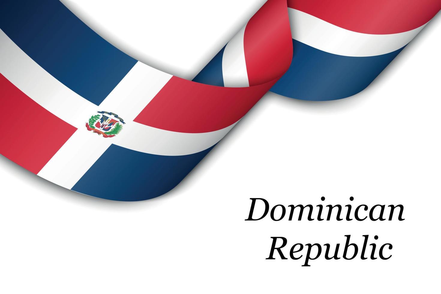 acenando a fita ou banner com bandeira da república dominicana vetor