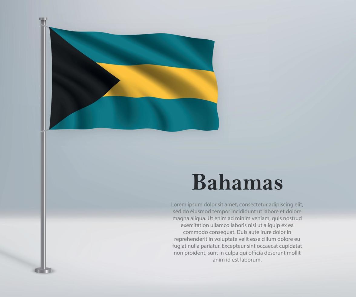 acenando a bandeira das bahamas no mastro. modelo para independência da vetor