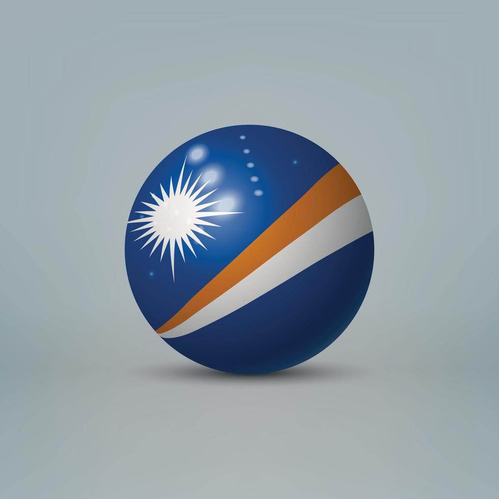 3d bola de plástico brilhante realista ou esfera com bandeira de marshall vetor