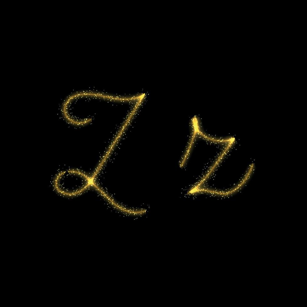 letra de glitter dourado z, fonte de trilha de brilho de estrela para seu design vetor