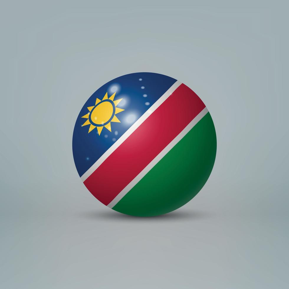 3d bola de plástico brilhante realista ou esfera com bandeira da namíbia vetor