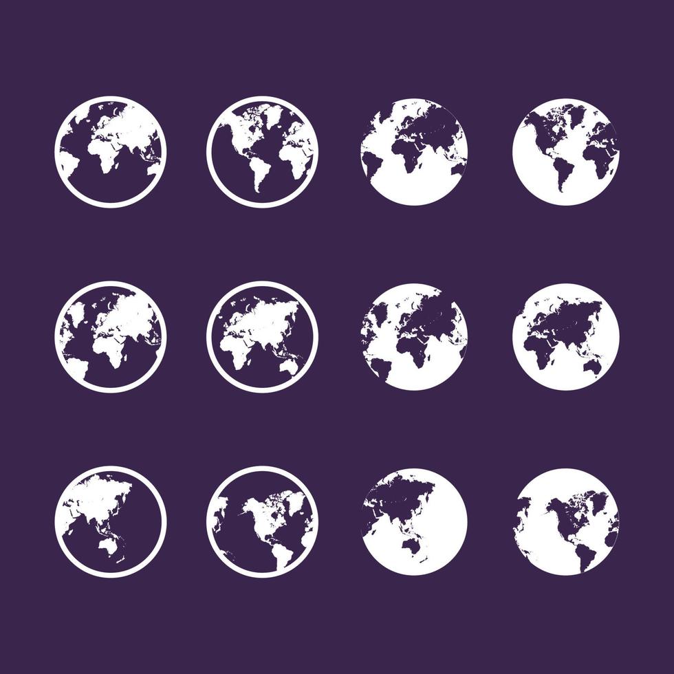 coleção de ícones do mapa do mundo globo vetor