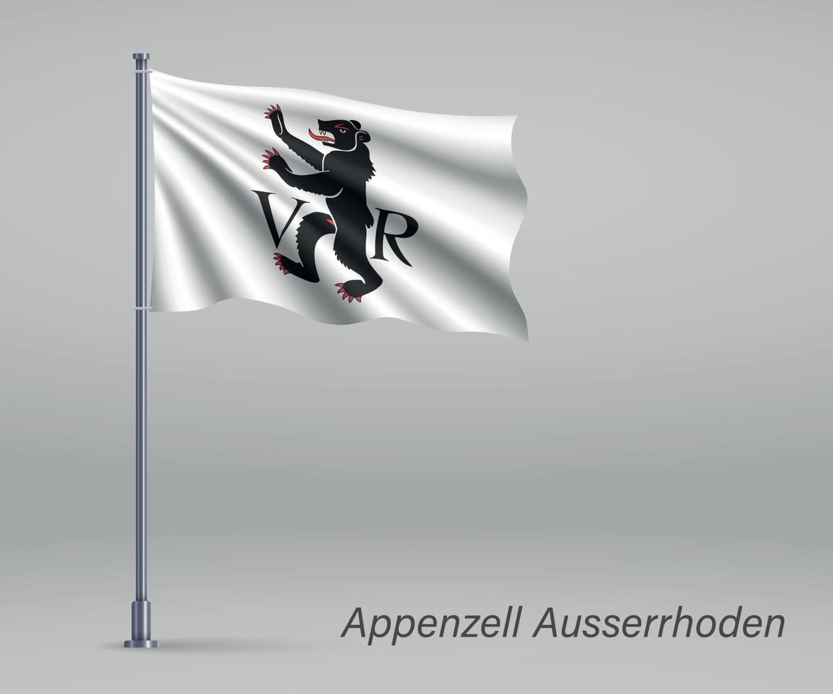 acenando a bandeira de appenzell ausserhoden - cantão da suíça em vetor