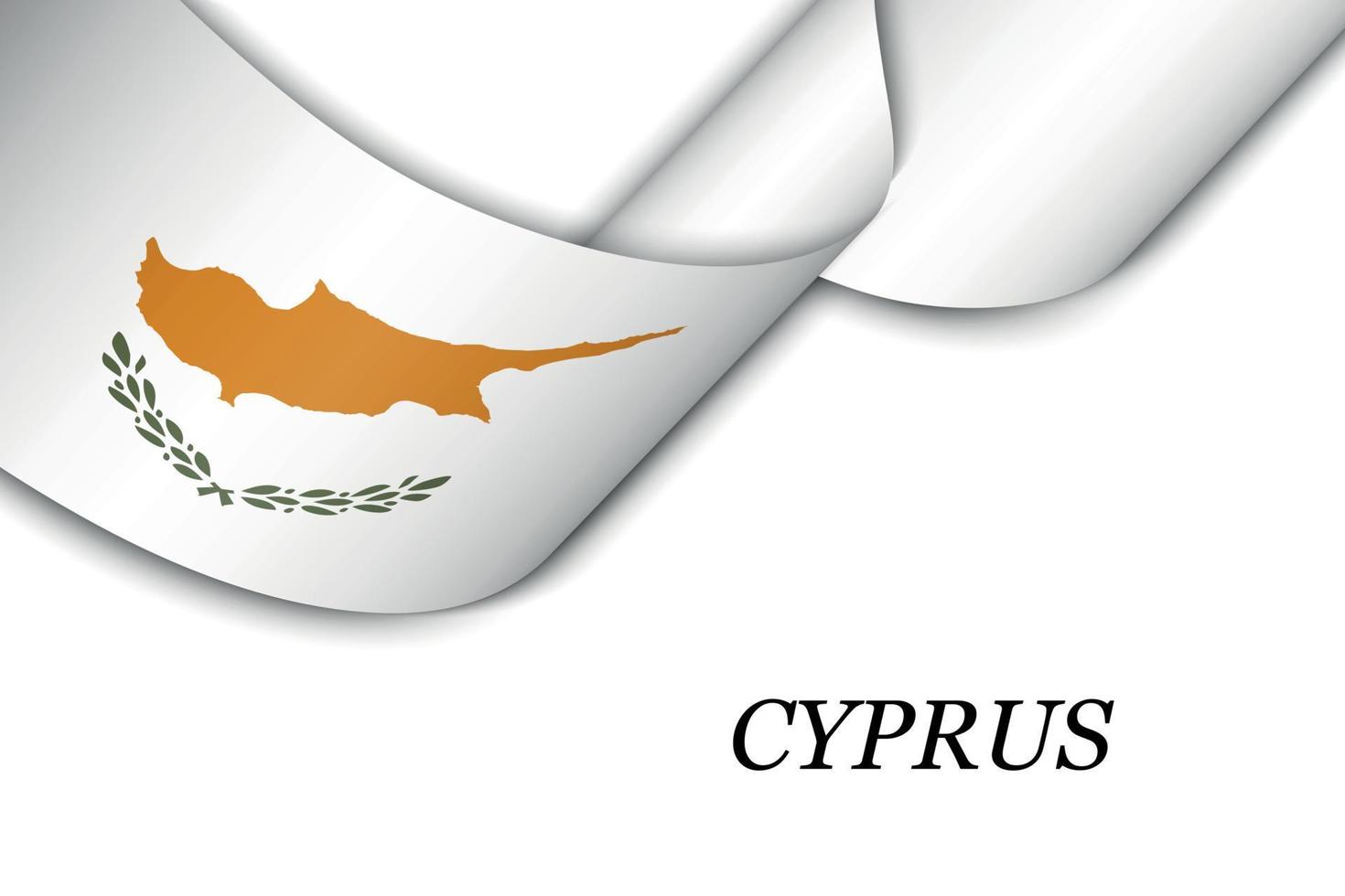acenando a fita ou banner com bandeira de Chipre vetor