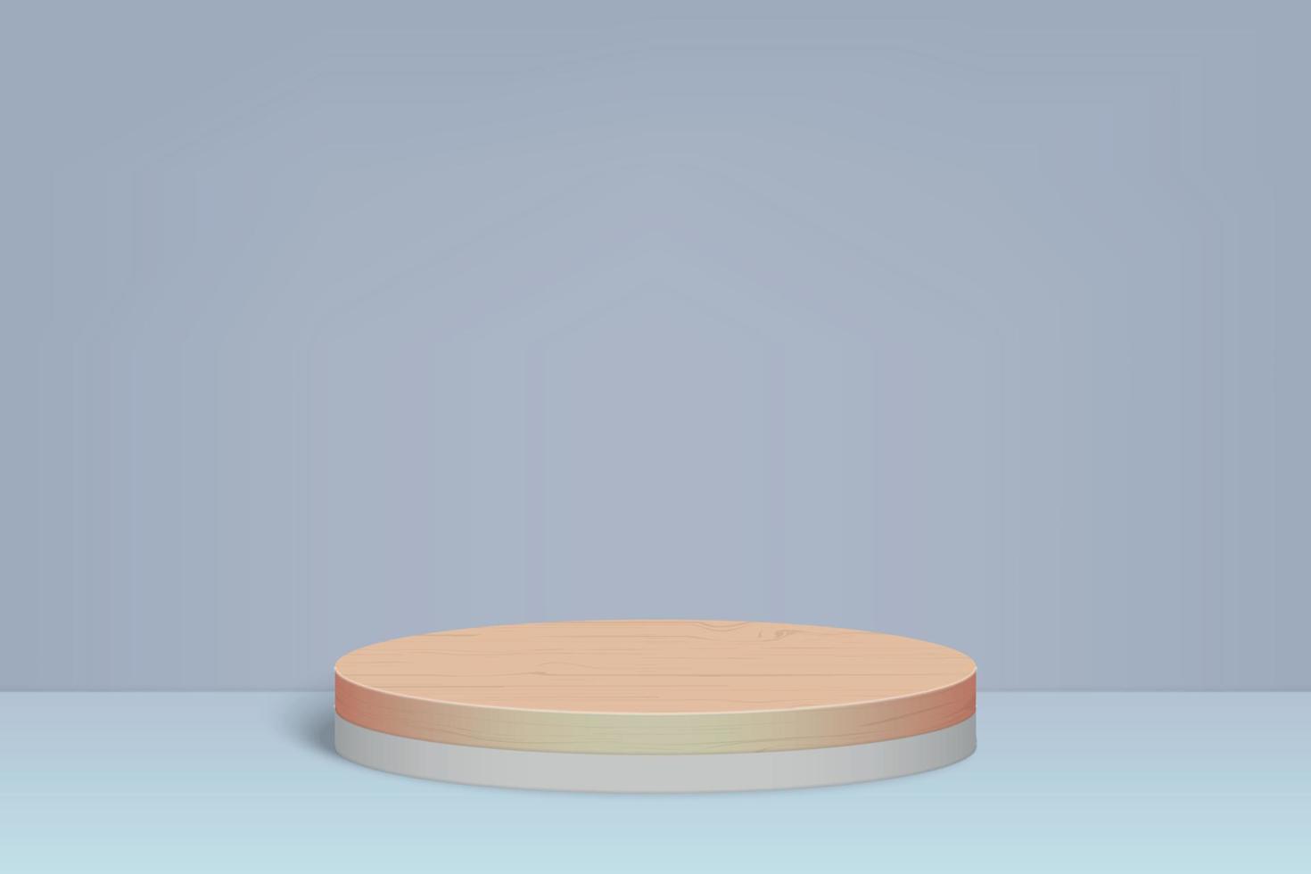 Cena mínima 3D com pódio de madeira, modelo de apresentação de produtos cosméticos para seu projeto vetor