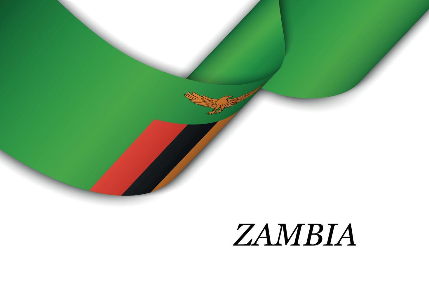 acenando a fita ou banner com bandeira da zâmbia. vetor
