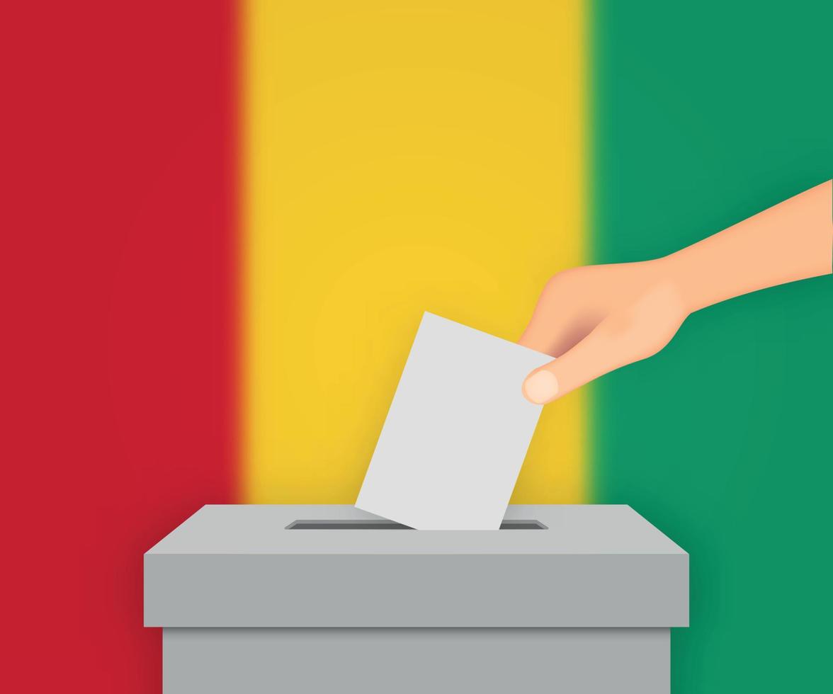 fundo de bandeira de eleição da Guiné. urna com modelo de bandeira turva para seu projeto vetor