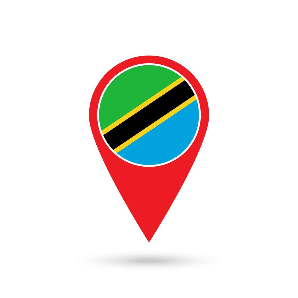 ponteiro de mapa com contry tanzânia. bandeira da Tanzânia. ilustração vetorial. vetor