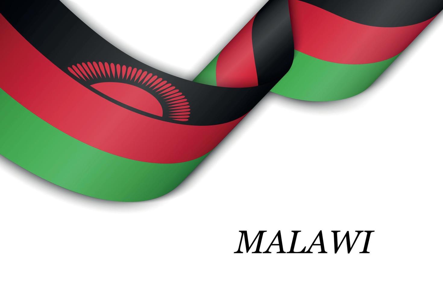 acenando a fita ou banner com bandeira do malawi. vetor