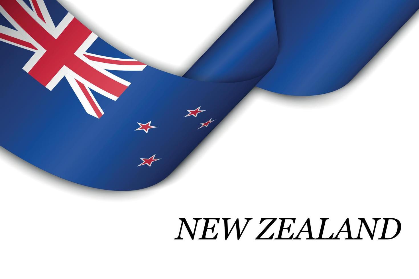 acenando a fita ou banner com bandeira da nova zelândia. vetor