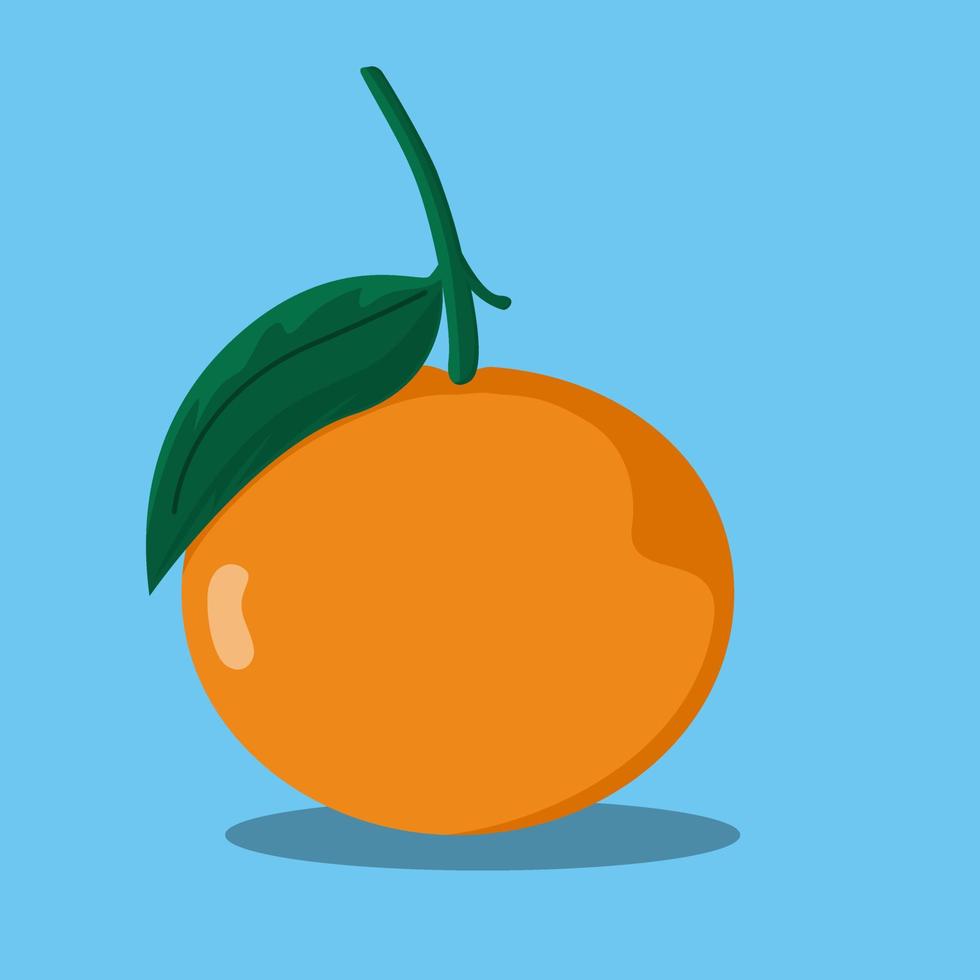 ilustração de fruta laranja isolada em fundo azul vetor