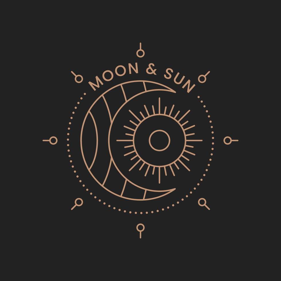 logotipo elegante sol e lua vetor