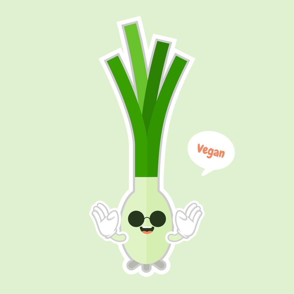 personagem de cebolinha. vetor de cebolinha. cebolinha na cor background.isolated kawaii dos desenhos animados de cebolinha. desenho de um vegetal - ilustração vetorial