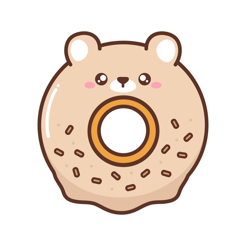 rosquinha fofa em forma de urso vetor