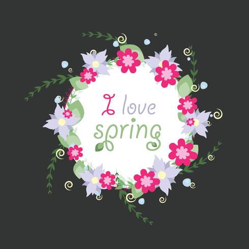 Grinalda de flores de vetor de primavera