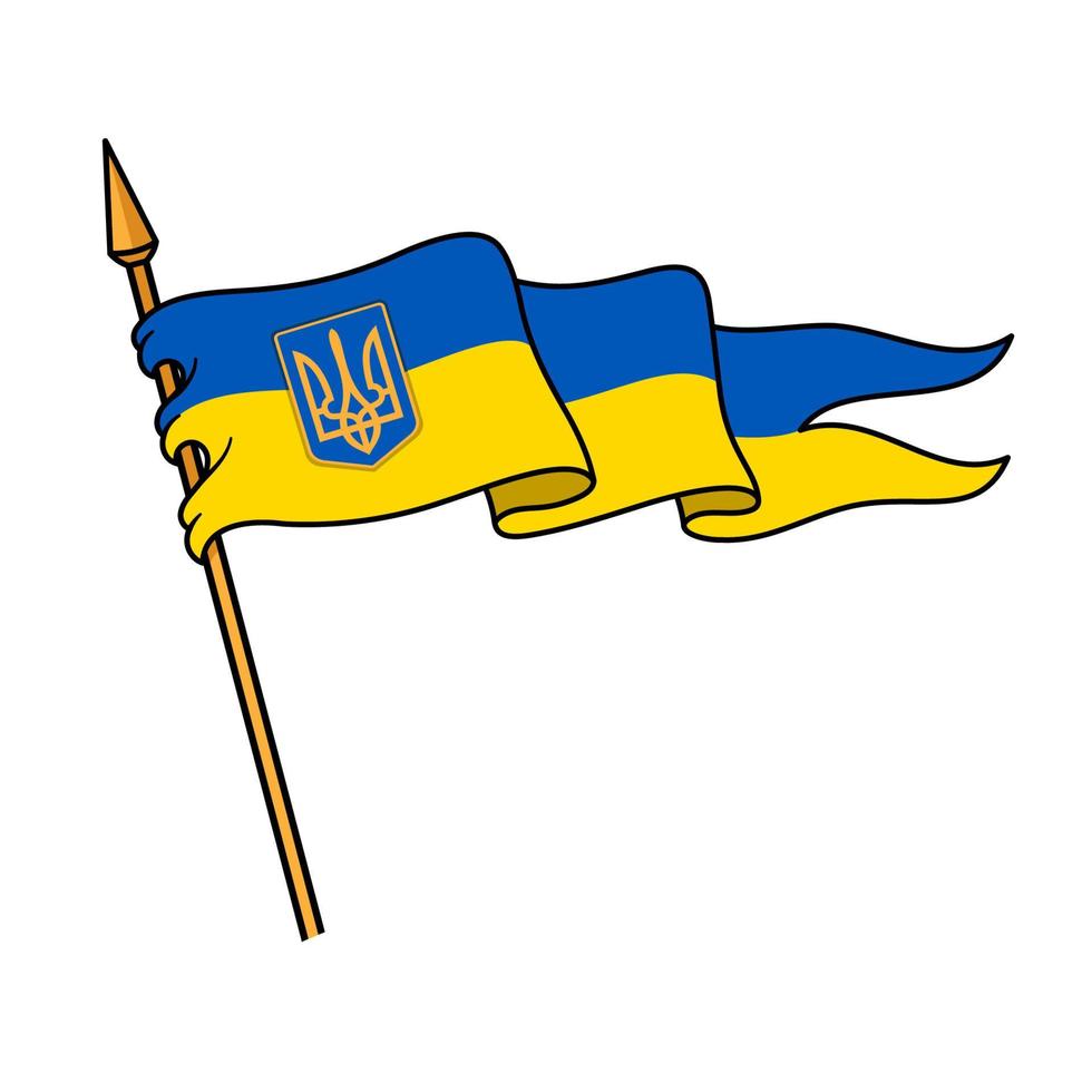 longa bandeira medieval da ucrânia com símbolo vetor