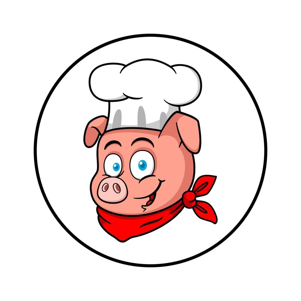 personagem de logotipo de mascote de chef de porco vetor