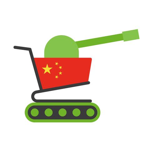 Carrinho de compras verde com canhão pintado bandeira da China vetor