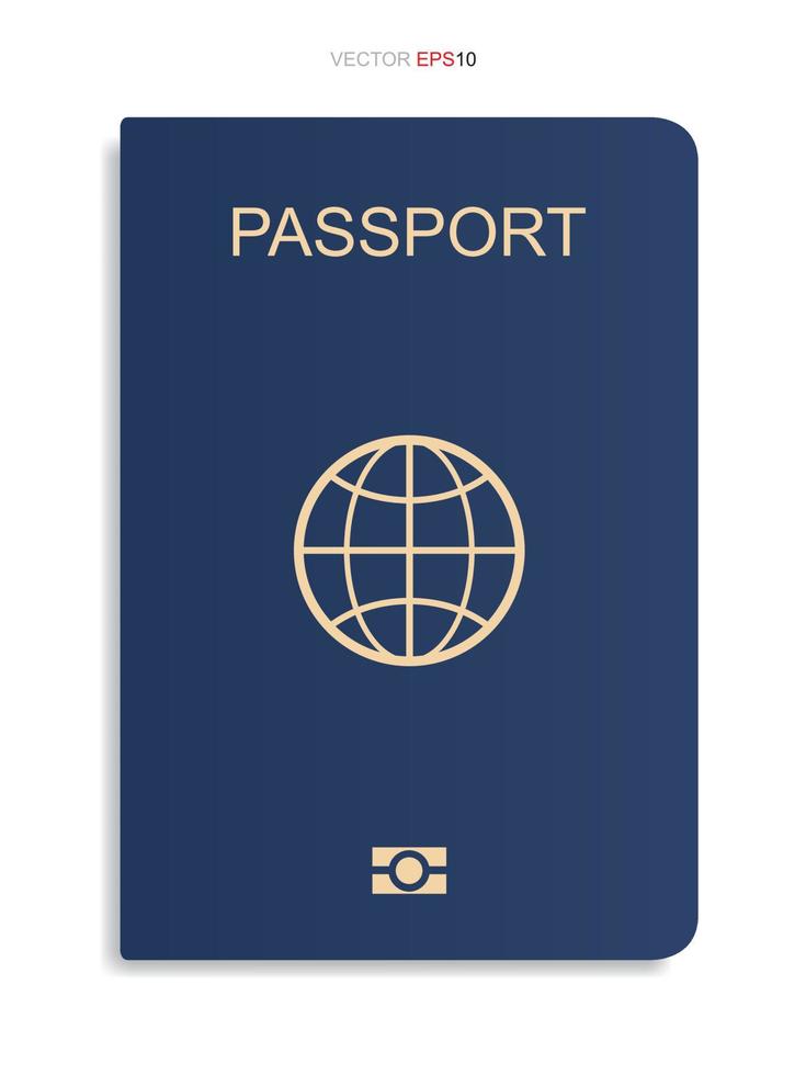 passaporte azul isolado no fundo branco. vetor. vetor