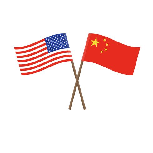 Bandeira da China cruzou com e bandeira dos Estados Unidos vetor