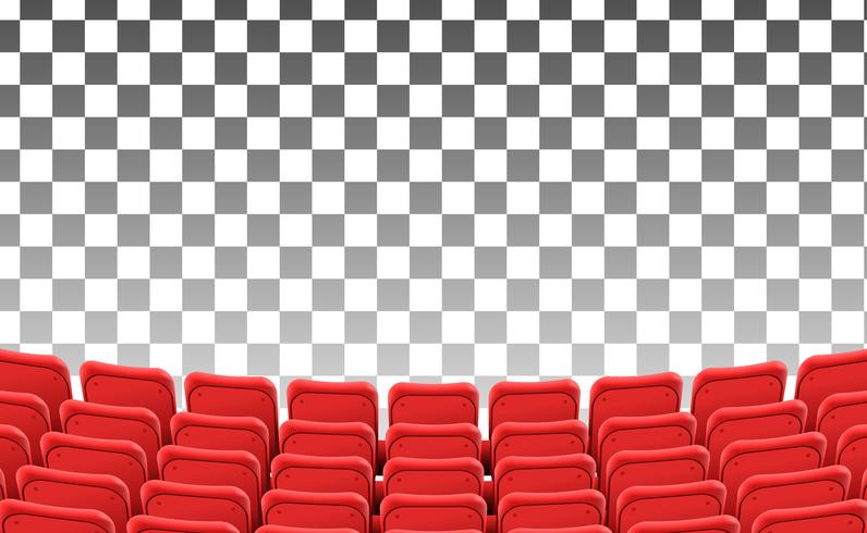 assentos vermelhos vazios no modelo isolado de filme de teatro frontal vetor