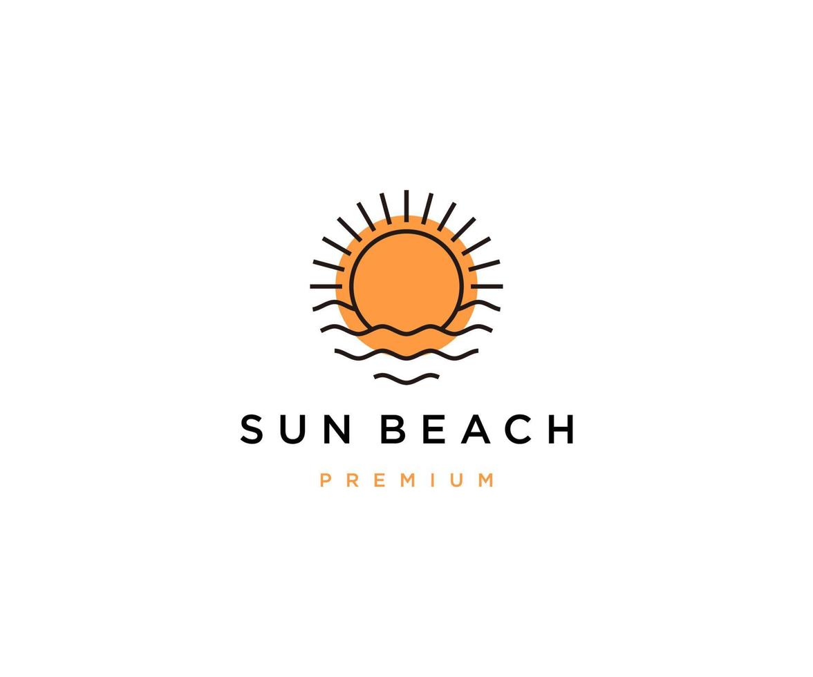 modelo de design de ícone de logotipo de praia sol plano vetor