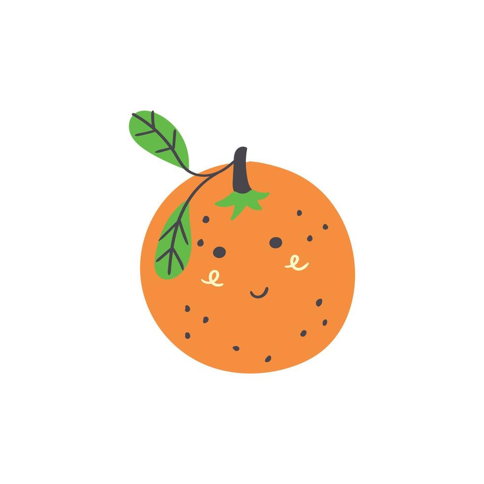 fruta laranja fofa vetor