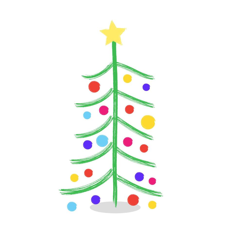 árvore de natal desenhada por tintas e lápis. árvore de natal infantil. uma alternativa a uma árvore de natal tradicional vetor
