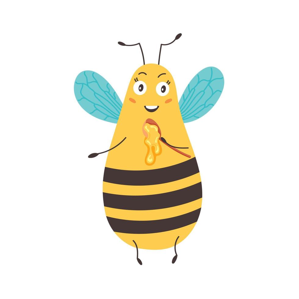abelha com uma colher de mel vetor