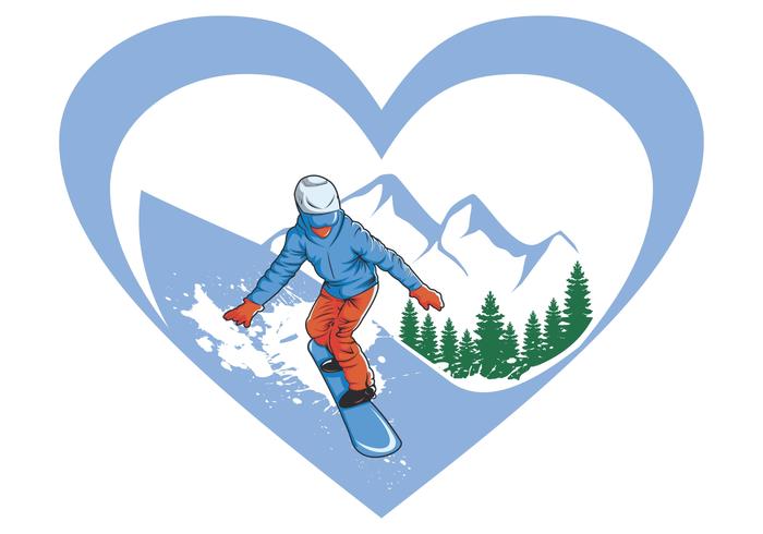 eu amo snowboard de esqui vetor