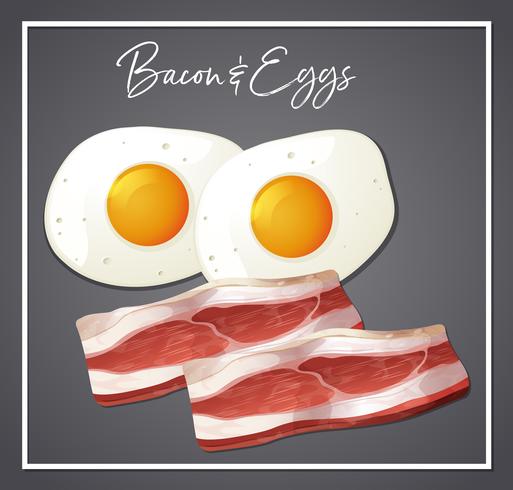 Café da manhã bacon e ovos vetor
